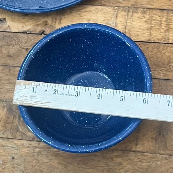 Enamelware Camping Dish Set of 1 Plate, Mug, and Bowl Blue White Speckled - Picture 6 of 12